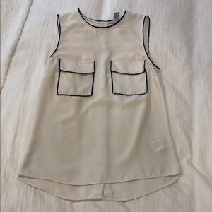 Sleeveless Cream Top with Black Trim